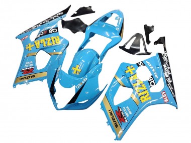 Migliori Carena Moto Suzuki GSXR 1000 2003-2004 - Azzurro Chiaro Giallo Nero Rizla Motul