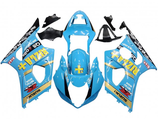 Migliori Carena Moto Suzuki GSXR 1000 2003-2004 - Azzurro Chiaro Giallo Nero Rizla Motul