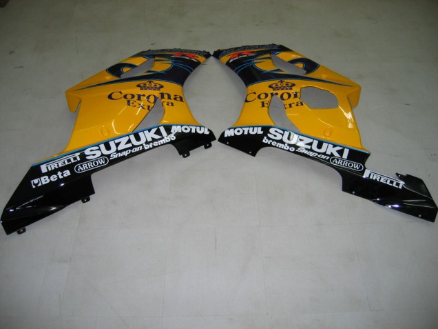 Migliori Carena Moto Suzuki GSXR 1000 2003-2004 - Giallo Bianco Blu Nero Corona