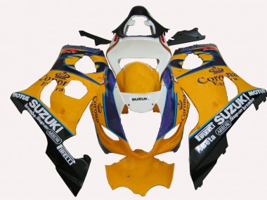 Migliori Carena Moto Suzuki GSXR 1000 2003-2004 - Giallo Bianco Blu Nero Corona