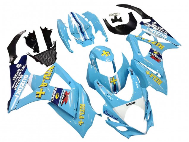 Migliori Carena Moto Suzuki GSXR 1000 2007-2008 - Azzurro Chiaro Giallo Nero Motul Rizla