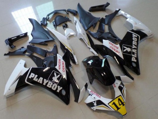 Migliori Carena Moto Honda CBR500R 2013-2015 - Bianco Giallo Nero Lucido Playboy 14