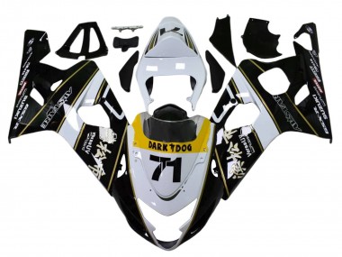 Migliori Carena Moto Suzuki GSXR 600 / GSXR 750 2004-2005 - Bianco Nero Giallo Dark Dog 71