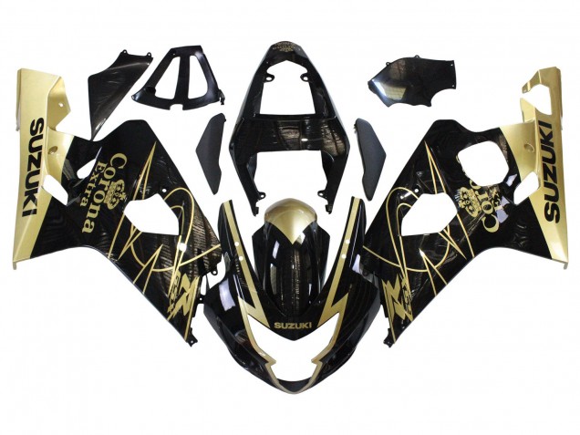 Migliori Carena Moto Suzuki GSXR 600 / GSXR 750 2004-2005 - Nero Lucido Oro Corona