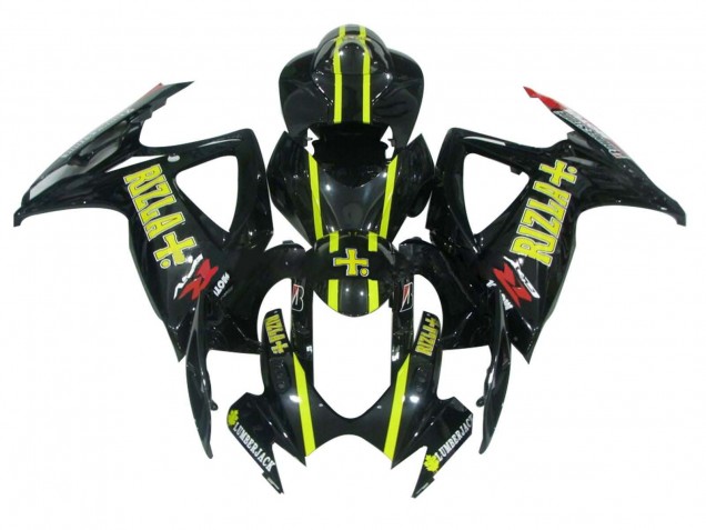 Migliori Carena Moto Suzuki GSXR 600 / GSXR 750 2006-2007 - Nero Lucido Giallo Rizla