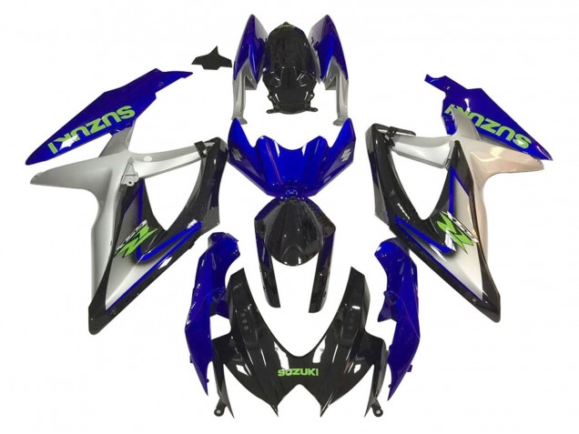 Migliori Carena Moto Suzuki GSXR 600 / GSXR 750 2006-2007 - Argento Blu Nero Lucido Verde