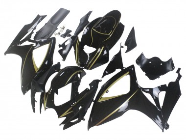 Migliori Carena Moto Suzuki GSXR 600 / GSXR 750 2006-2007 - Nero Lucido Oro Banda