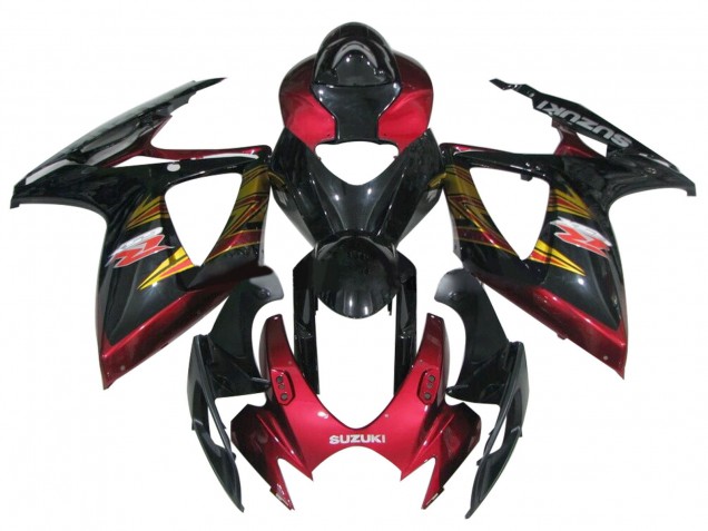 Migliori Carena Moto Suzuki GSXR 600 / GSXR 750 2006-2007 - Nero Lucido Rosso Oro