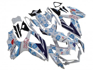 Migliori Carena Moto Suzuki GSXR 600 / GSXR 750 2006-2007 - Bianco Blu Nero Rosso Nastro Azzurro