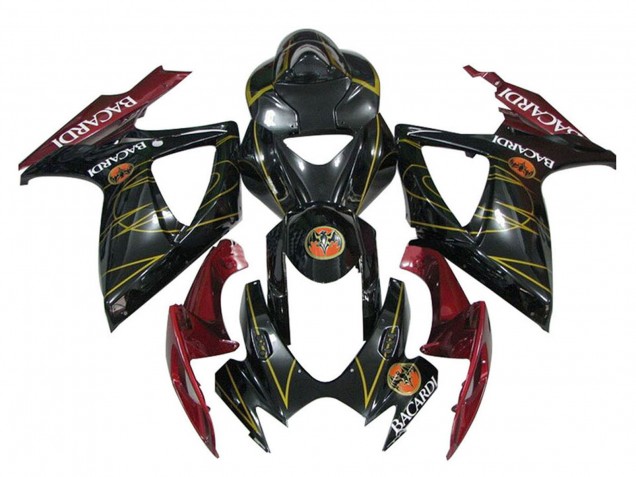 Migliori Carena Moto Suzuki GSXR 600 / GSXR 750 2006-2007 - Nero Lucido Rosso Oro