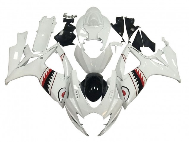 Migliori Carena Moto Suzuki GSXR 600 / GSXR 750 2006-2007 - Bianco Rosso Nero Squalo