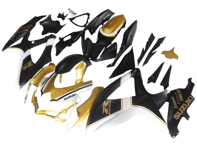 Migliori Carena Moto Suzuki GSXR 600 / GSXR 750 2008-2010 - Nero Opaco Bianco Oro