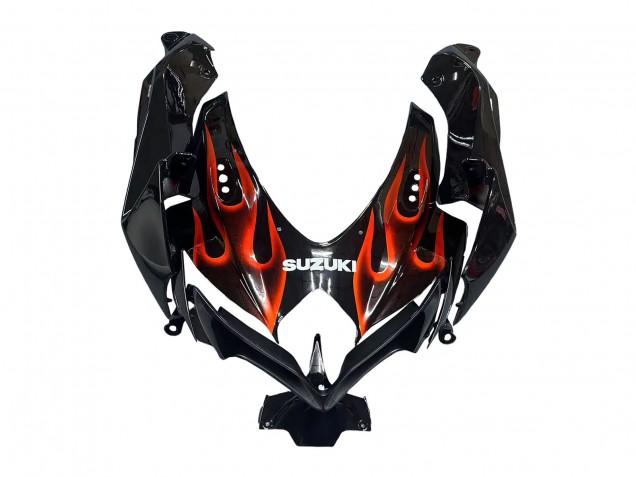 Migliori Carena Moto Suzuki GSXR 600 / GSXR 750 2008-2010 - Nero Lucido Arancia Fiamma