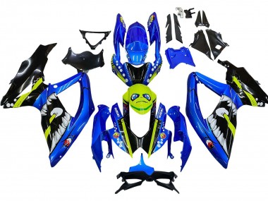 Migliori Carena Moto Suzuki GSXR 600 / GSXR 750 2008-2010 - Blu Fluorescent Verde Squalo