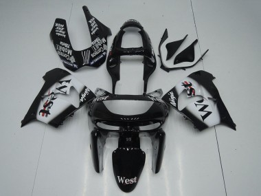 Migliori Carena Moto Kawasaki ZX9R 1998-1999 - Nero Lucido Bianco West