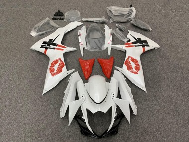 Migliori Carena Moto Suzuki GSXR 600 / GSXR 750 2008-2010 - Bianco Rosso Lipstick