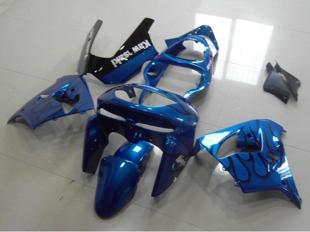 Migliori Carena Moto Kawasaki ZX9R 1998-1999 - Blu Nero Fiamma