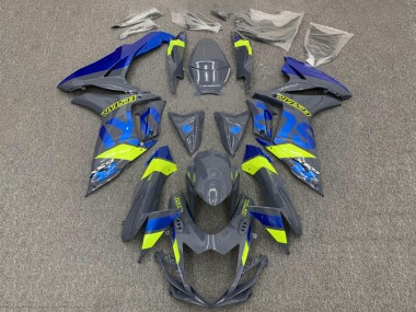 Migliori Carena Moto Suzuki GSXR 600 / GSXR 750 2011-2024 - Grigio Nardo Scuro Blu Fluorescent Giallo