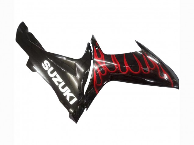 Migliori Carena Moto Suzuki GSXR 600 / GSXR 750 2011-2024 - Nero Lucido Rosso Fiamma