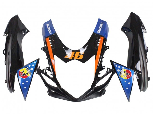 Migliori Carena Moto Suzuki GSXR 600 / GSXR 750 2011-2024 - Azzurro Chiaro Arancia Nero Bianco Squalo 46