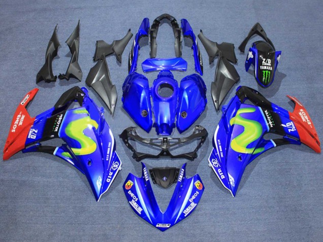 Migliori Carena Moto Yamaha YZF R3/R25 2015-2018 - Blu Nero Lucido Rosso ENEOS Mostro