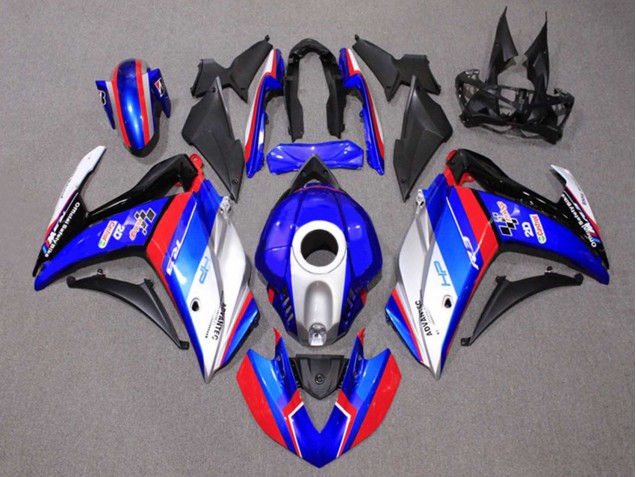 Migliori Carena Moto Yamaha YZF R3/R25 2015-2018 - Blu Argento Rosso Nero Castrol