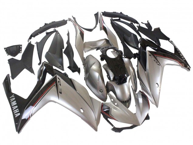Migliori Carena Moto Yamaha YZF R3/R25 2015-2018 - Argento Nero