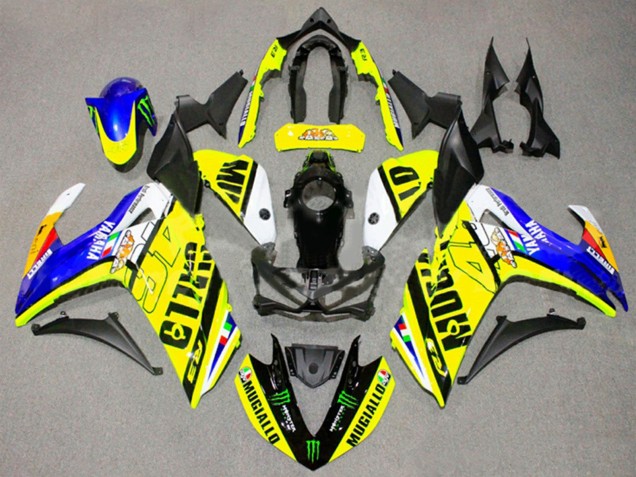 Migliori Carena Moto Yamaha YZF R3/R25 2015-2018 - Giallo Blu Nero Mostro