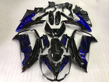 Migliori Carena Moto Kawasaki EX650 2012-2016 - Nero Lucido Blu Fiamma