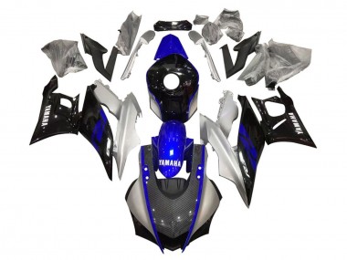 Migliori Carena Moto Yamaha YZF R3/R25 2019-2021 - Argento Blu Nero Fibra di Carbonio Stile