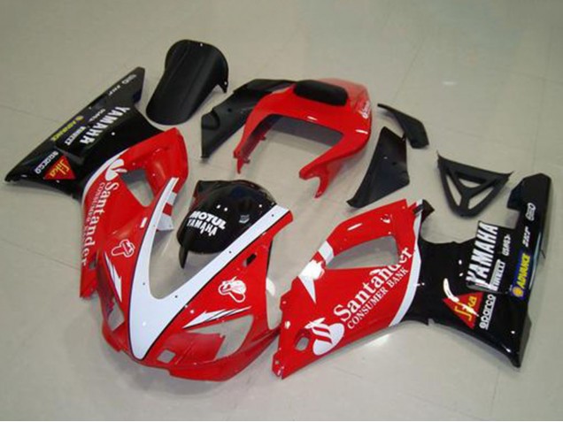 Migliori Carena Moto Yamaha YZF R1 1998-1999 - Rosso Bianco Nero Lucido Motul Santander