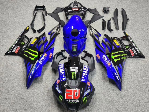 Migliori Carena Moto Yamaha YZF R3/R25 2022-2024 - Blu Verde Nero Mostro ENEOS 20