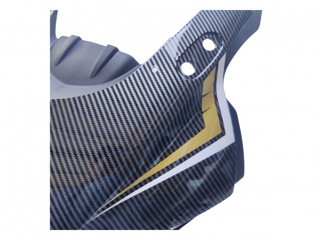 Migliori Carena Moto Yamaha YZF R3/R25 2022-2024 - Nero Fibra di Carbonio Stile Oro Rosso ABBOT