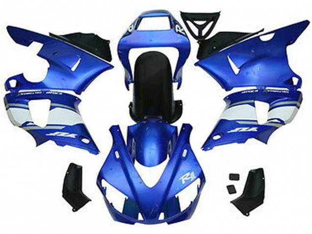 Migliori Carena Moto Yamaha YZF 1000 R1 1998-1999 - Blu Bianco Nero Lucido