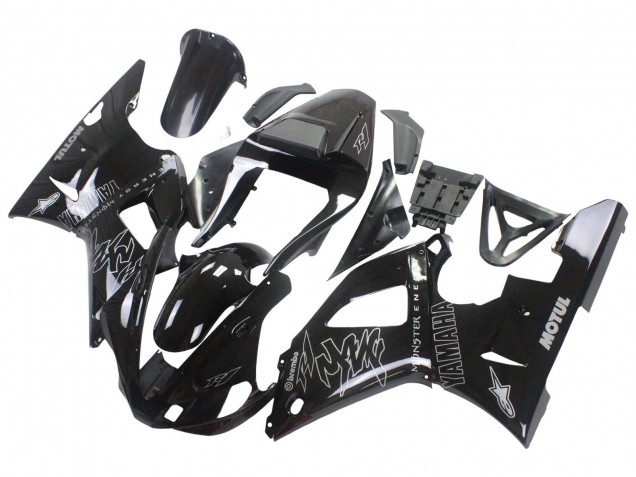 Migliori Carena Moto Yamaha YZF 1000 R1 2000-2001 - Nero Lucido Bianco Mostro Motul