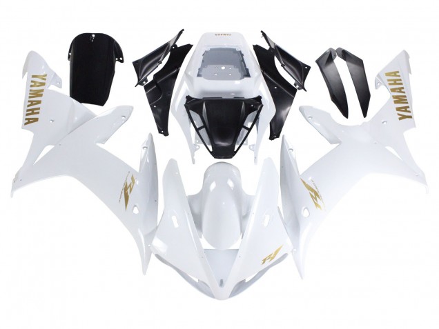 Migliori Carena Moto Yamaha YZF 1000 R1 2002-2003 - Bianco Oro Decals
