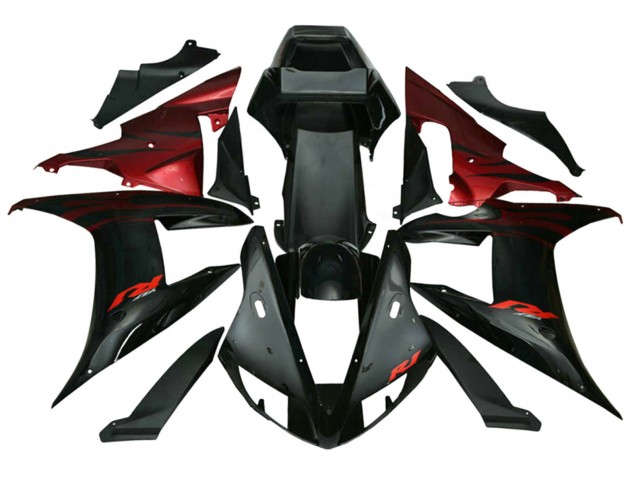 Migliori Carena Moto Yamaha YZF 1000 R1 2002-2003 - Rosso Nero Fiamma
