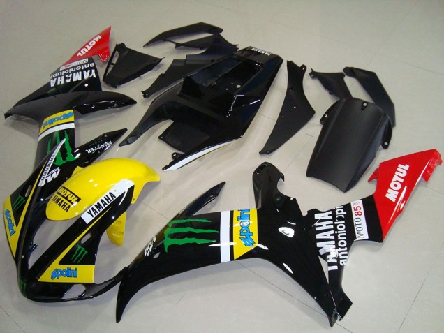 Migliori Carena Moto Yamaha YZF R1 2002-2003 - Nero Lucido Giallo Rosso Verde Motul Mostro