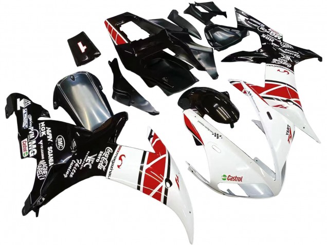 Migliori Carena Moto Yamaha YZF 1000 R1 2002-2003 - Bianco Rosso Nero Castrol