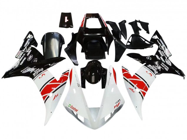 Migliori Carena Moto Yamaha YZF 1000 R1 2002-2003 - Bianco Rosso Nero Castrol