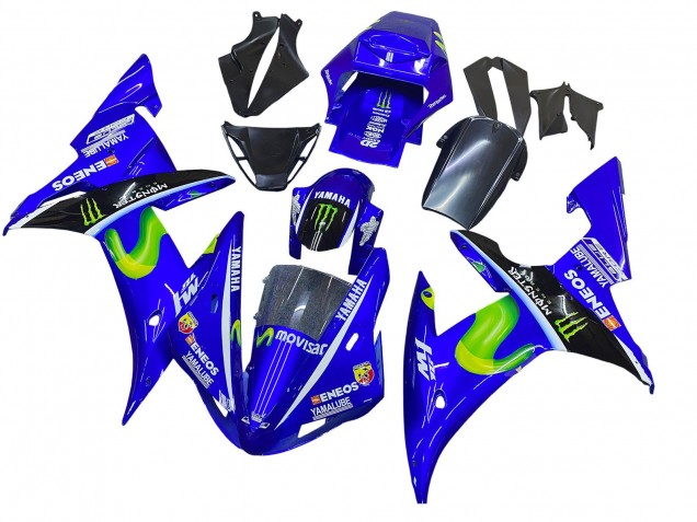 Migliori Carena Moto Yamaha YZF 1000 R1 2002-2003 - Blu Nero Verde MoviStar ENEOS Mostro