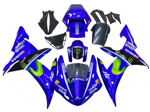 Migliori Carena Moto Yamaha YZF 1000 R1 2002-2003 - Blu Nero Verde MoviStar ENEOS Mostro