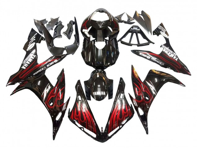 Migliori Carena Moto Yamaha YZF 1000 R1 2004-2006 - Nero Lucido Rosso Fiamma