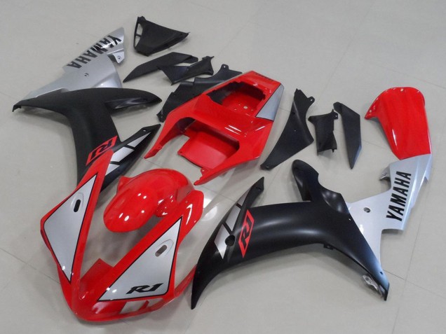 Migliori Carena Moto Yamaha YZF R1 2002-2003 - Rosso Argento Nero Opaco
