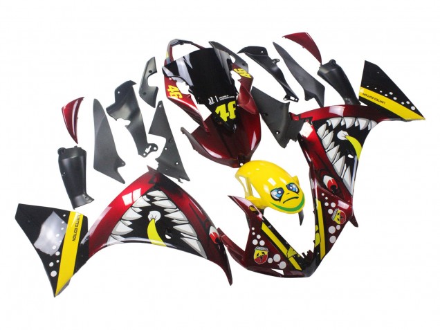 Migliori Carena Moto Yamaha YZF 1000 R1 2009-2011 - Rosso Giallo Nero Squalo 46