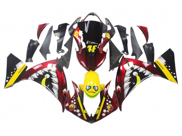 Migliori Carena Moto Yamaha YZF 1000 R1 2009-2011 - Rosso Giallo Nero Squalo 46