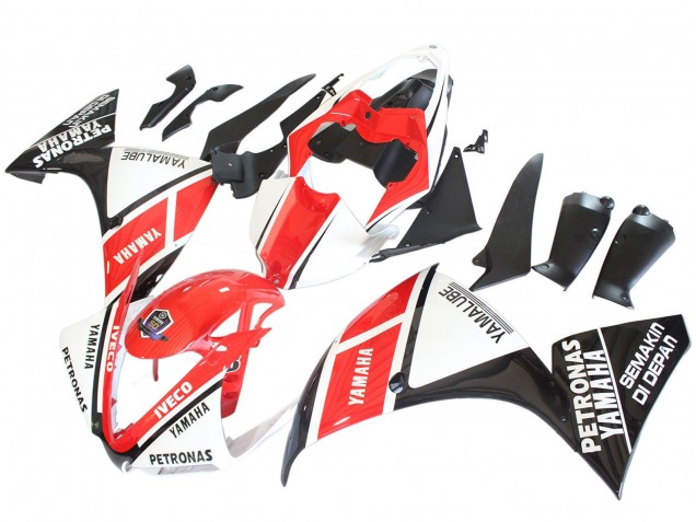 Migliori Carena Moto Yamaha YZF 1000 R1 2012-2014 - Bianco Rosso Nero Lucido Petronas