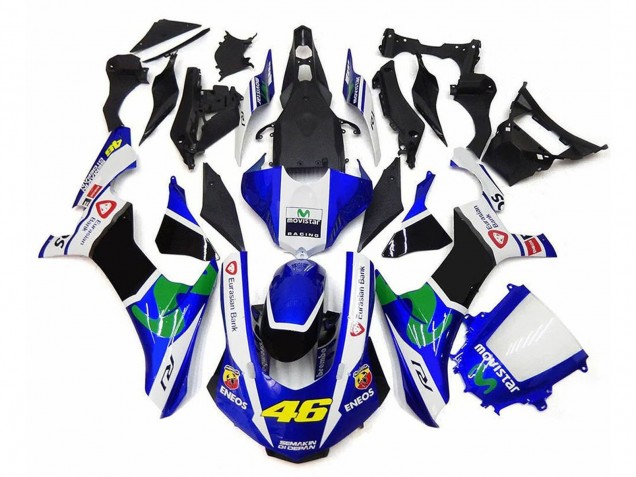 Migliori Carena Moto Yamaha YZF 1000 R1 2020-2025 - Bianco Blu Verde Nero MoviStar ENEOS Semakin Didepan 46