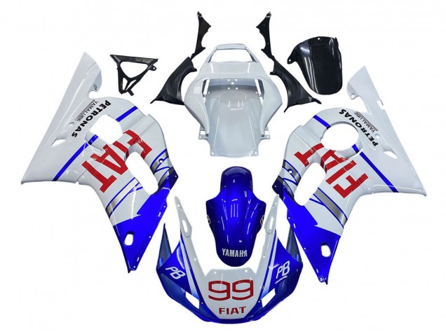 Migliori Carena Moto Yamaha YZF 600 R6 1998-2002 - Bianco Blu Rosso Fiat 99