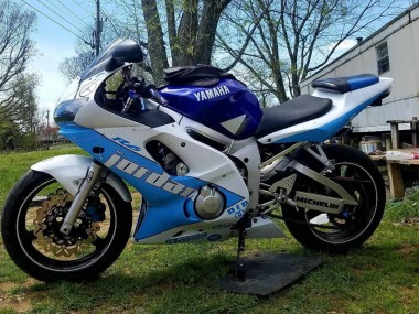 Migliori Carena Moto Yamaha YZF 600 R6 1998-2002 - Bianco Blu Jordan